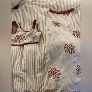 Commense Contrast Trim Print Skirt Set